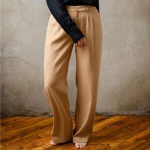 NWT ABLE Claire Crepe Wide Leg Pant in "Camel" Tan Size 12